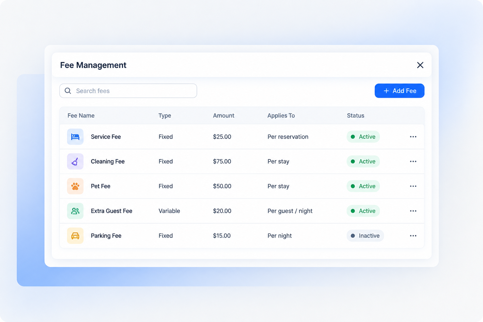 Fee records and payment tracking in Booking Ninjas