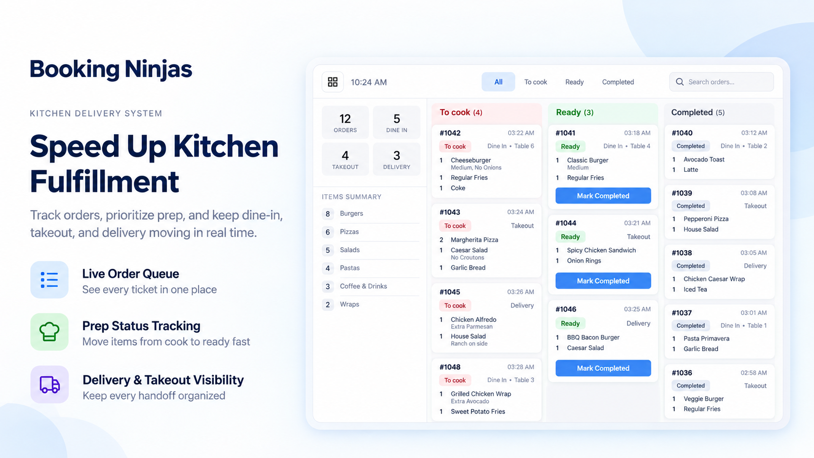Booking Ninjas Kitchen Display System KDS App